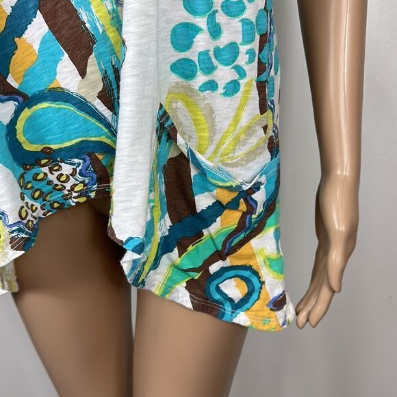 Fresh Produce Cotton Abstract Print Sharkbite Hem Short Sleeve T-Shirt Size XS - Picture 2 of 9